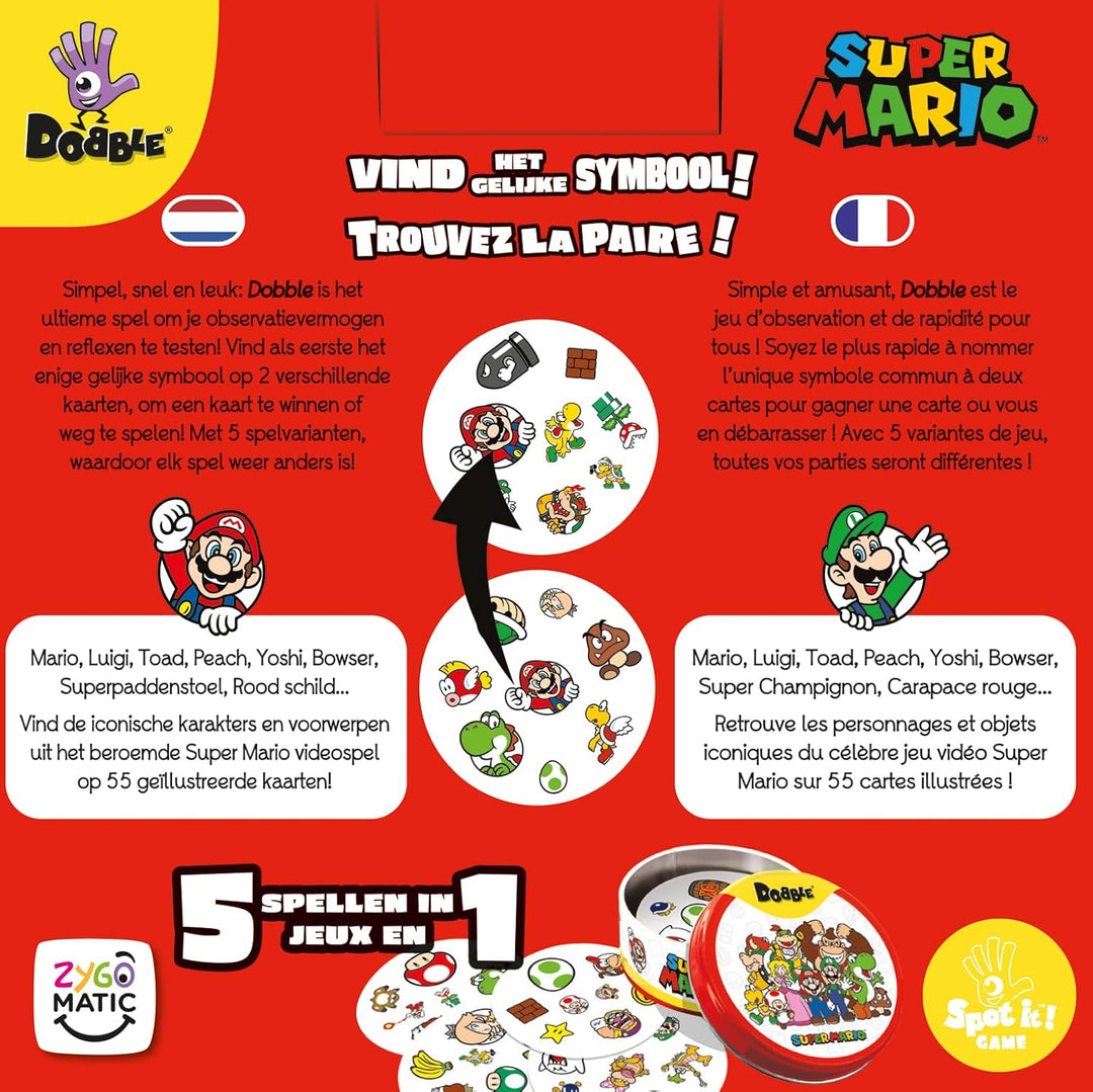 Asmodee - Dobble: Super Mario – Gesellschaftsspiele – Kartenspiel – Spiel für Kinder, Erwachsene und
