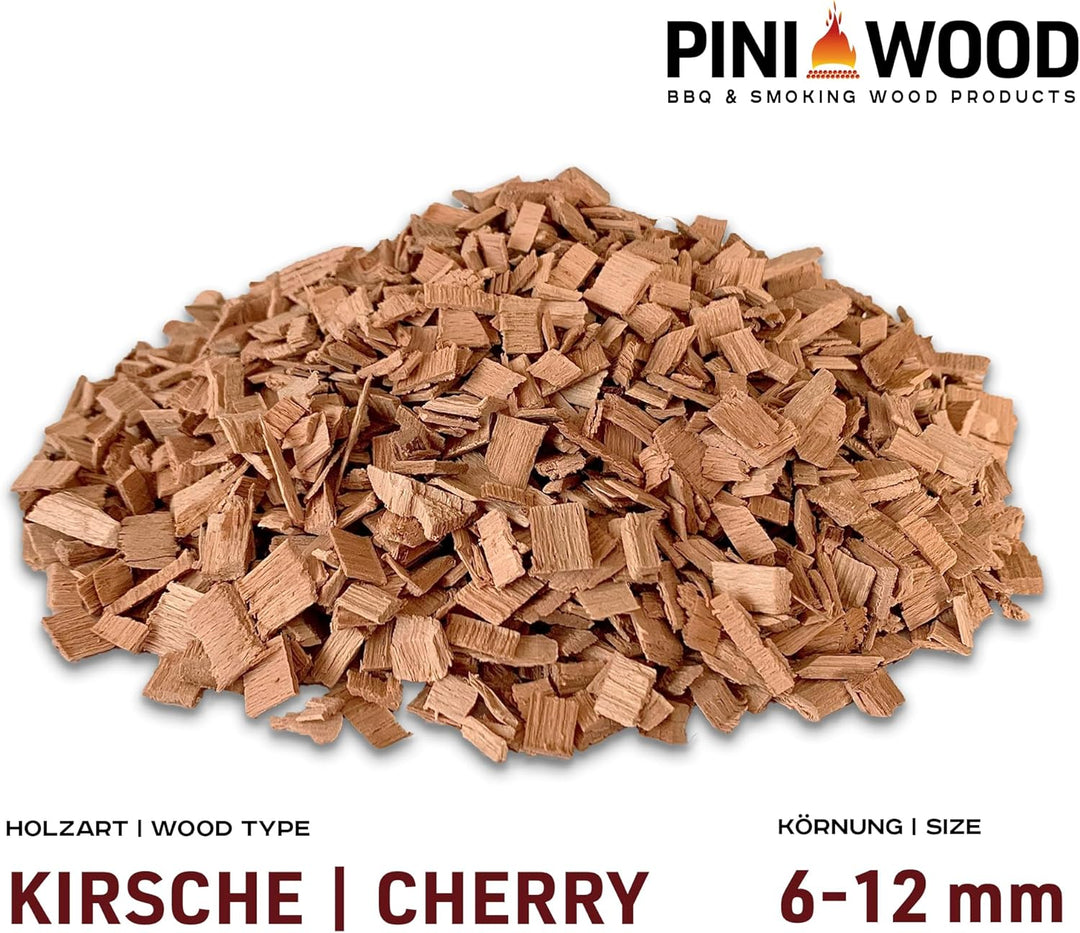 PINI 5 Kg Räucherchips Kirsche 6-12 mm Smoking Chips Räucherspäne 18 Liter