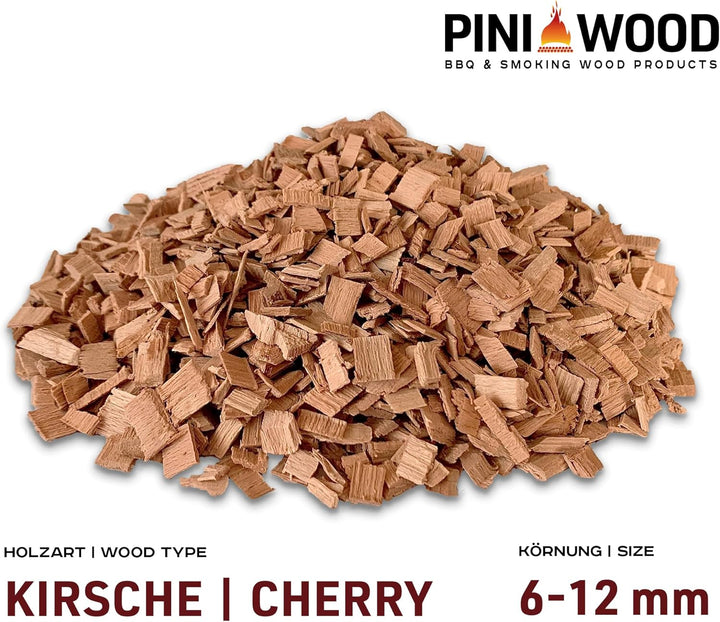 PINI 5 Kg Räucherchips Kirsche 6-12 mm Smoking Chips Räucherspäne 18 Liter
