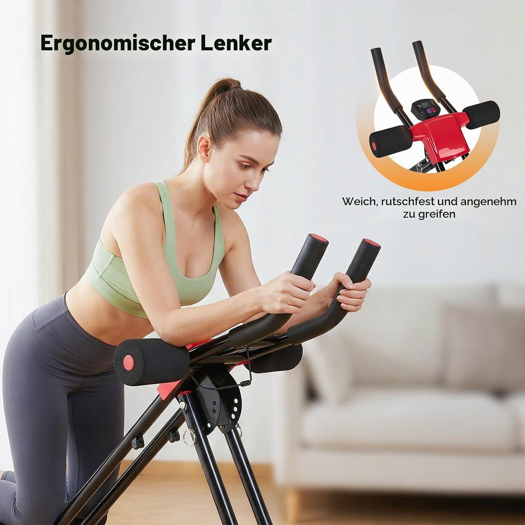 Bauchtrainer Klappbar, 5-fach Verstellbarer Widerstand, LED-Display, Faltbarer Bauchmuskeltrainer fü