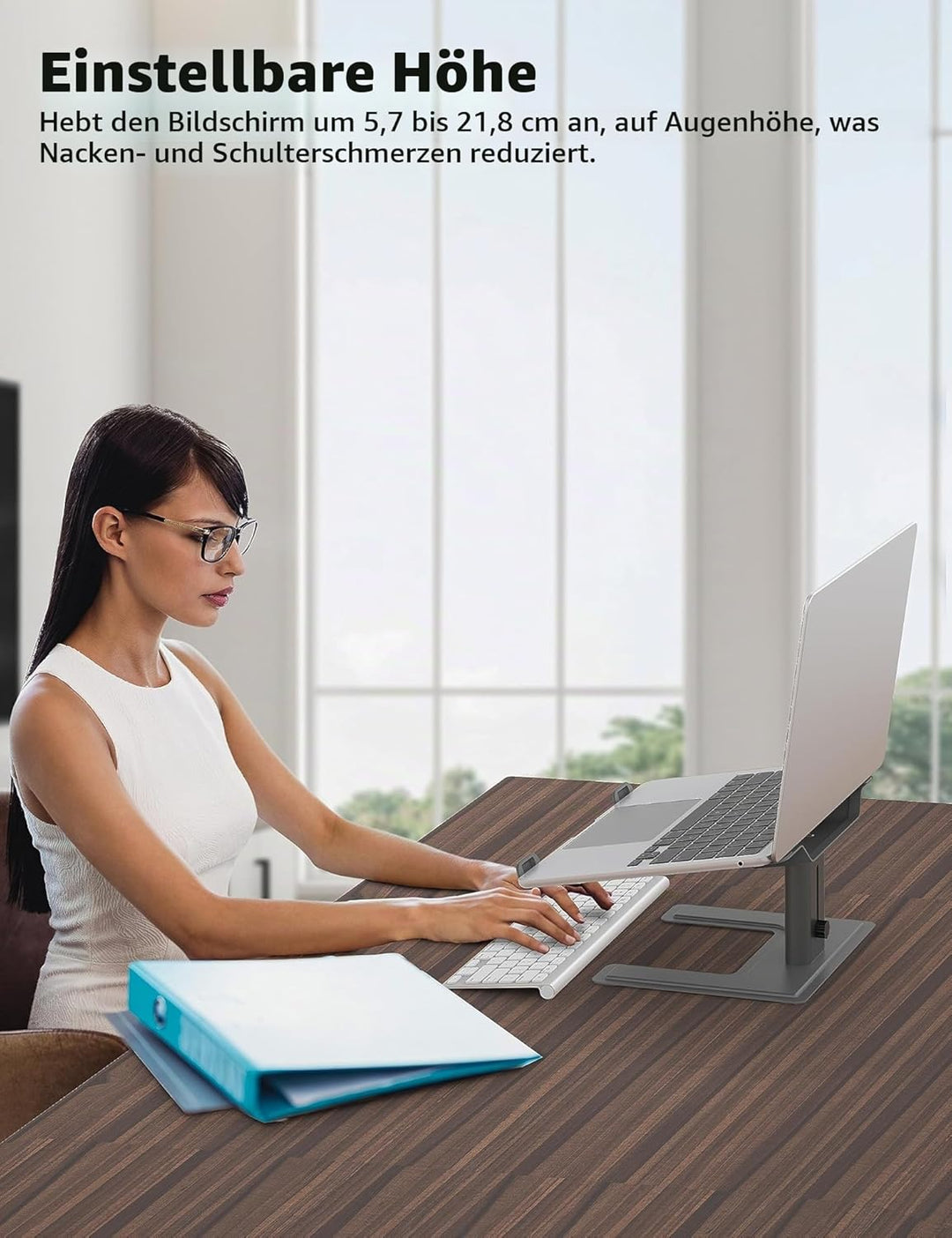 ALASHI Laptop-Ständer für Schreibtisch, Computer-Ständer, verstellbare Höhe, ergonomische Notebook-L
