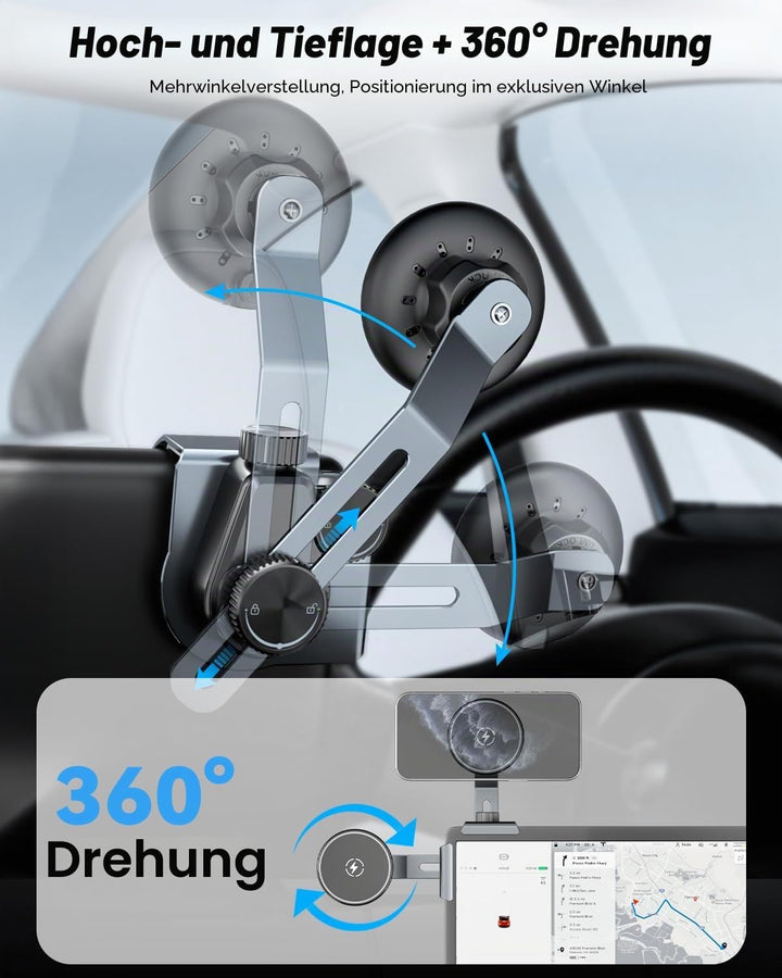 CloudValley Qi2 15W Magnetische Handyhalterung mit Wireless Charger für Tesla Model Y/3, Ausziehbare