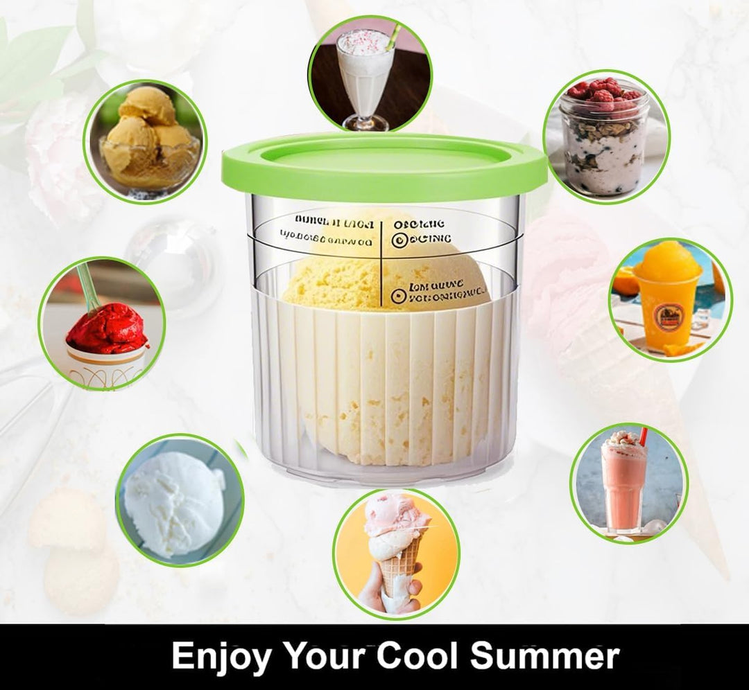 4Pcs Eiscreme-Behälter, Ersatz-Pint und Deckel, für Ninja Creami, kompatibel mit NC500 NC501 Deluxe,