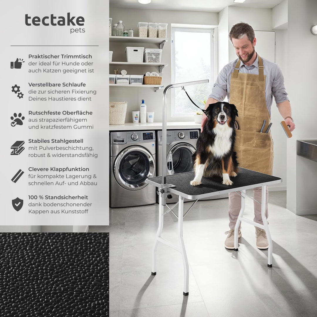 TecTake 800673 Trimmtisch für Hunde/Katzen mit höhenverstellbarem Galgen, Klappbar, mit kratzfester