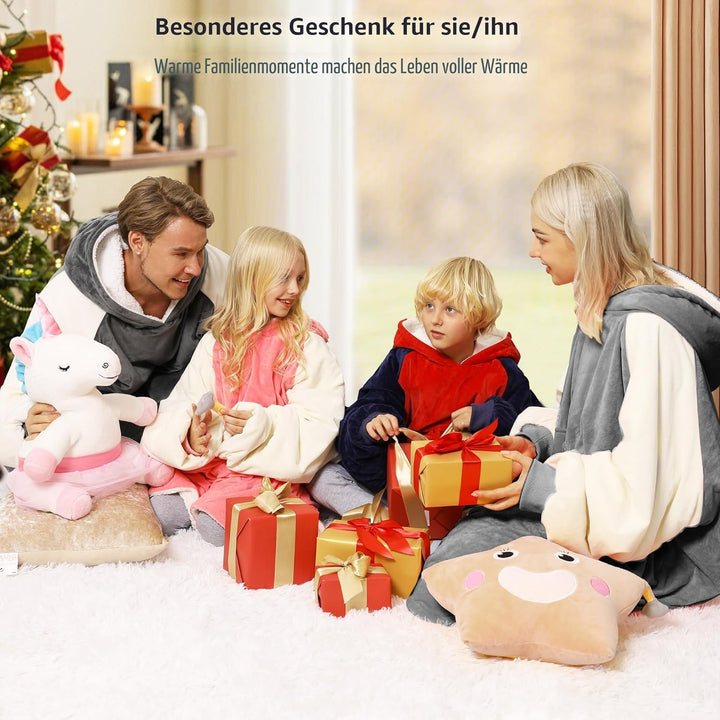 Winthome Hoodie Decke Doppelte Wärme, Kuschelpullover Damen Warm Weich,Hoodie mit Tasche und Kapuze,