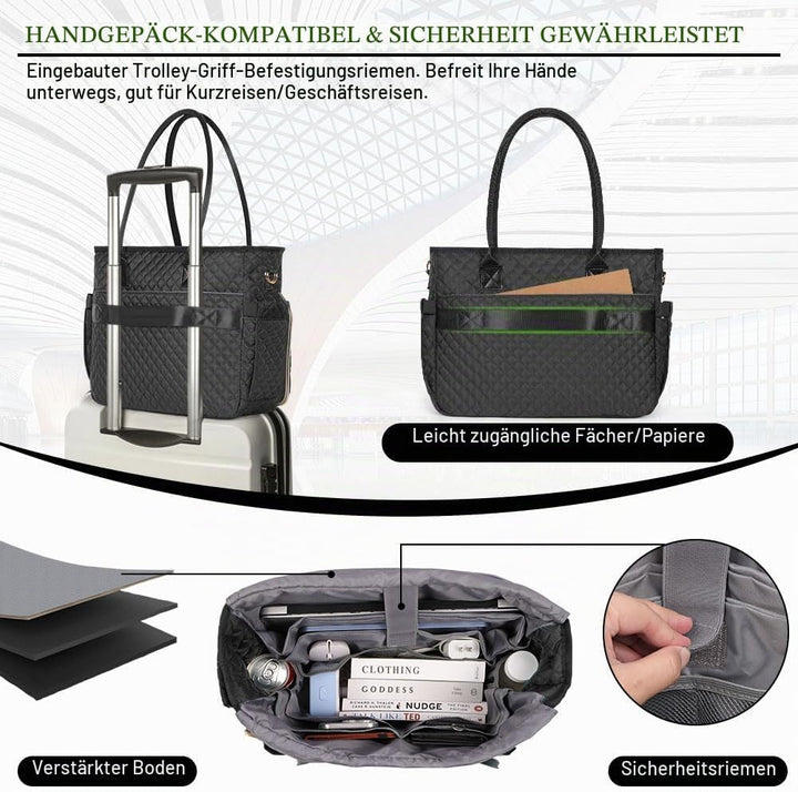 Laptoptasche Damen 15,6 Zoll Lehrertasche Gross Aktentasche Tasche mit 2 Seitentaschen, Notebooktasc