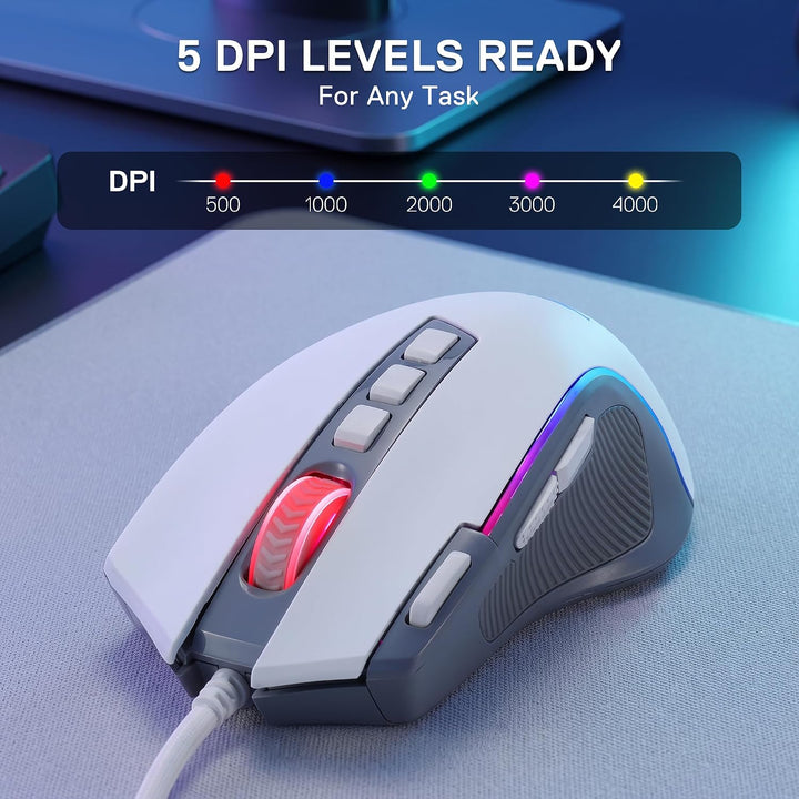 Redragon CB201 Gaming-Tastaturen &amp; -Mäuse Combos Kabel K617 M612 Weiss | kabelgebundenes Gaming Set