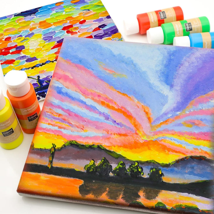 Artecho Acrylfarben Set 24x59 ml, Acrylic Paint Set, Wasserfest und Lichtecht, Schnell Trocknend, id