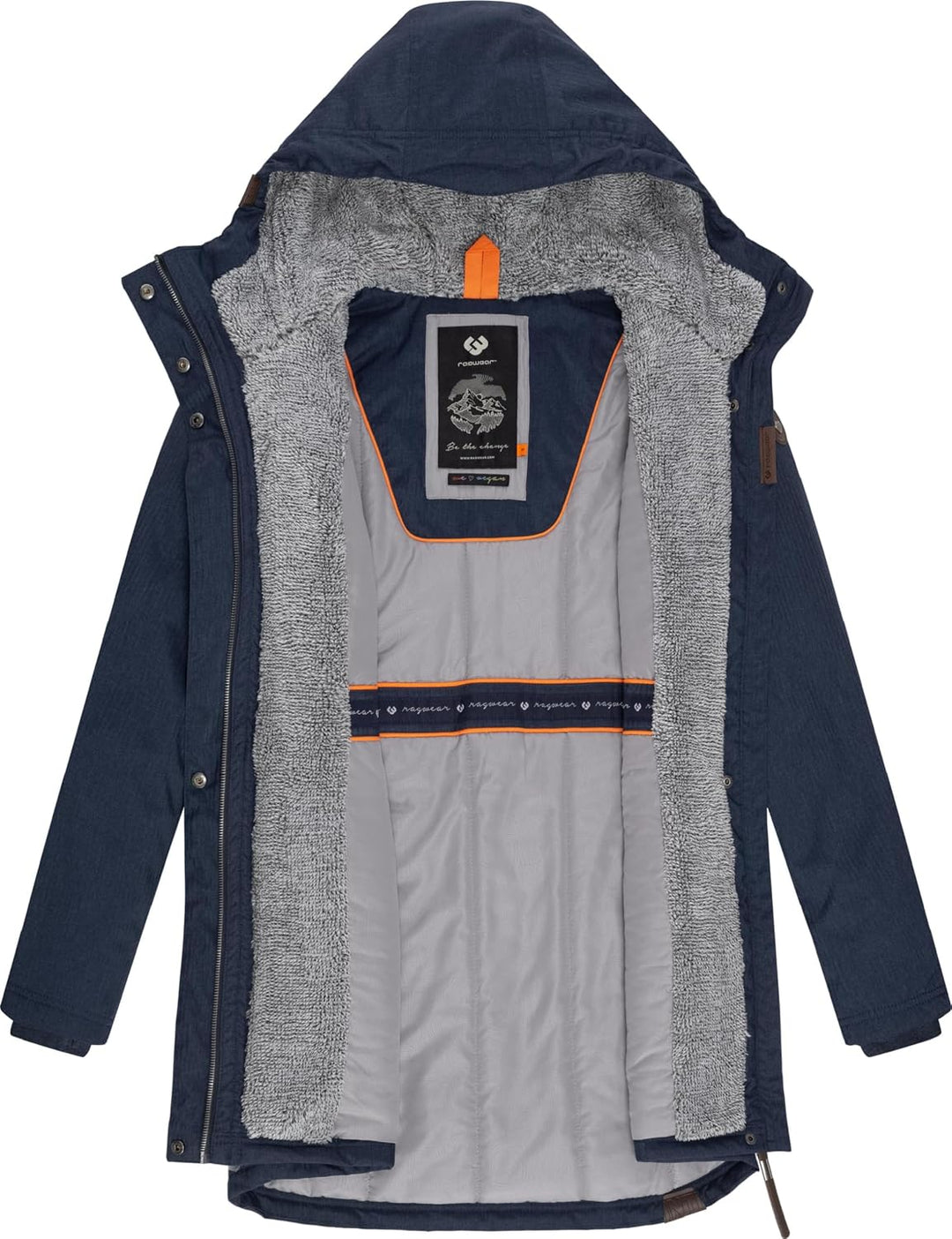 Ragwear Damen Wintermantel warm gefütterter Parka lang wasserdicht mit Kapuze Elsie Melange XS-6XL 3