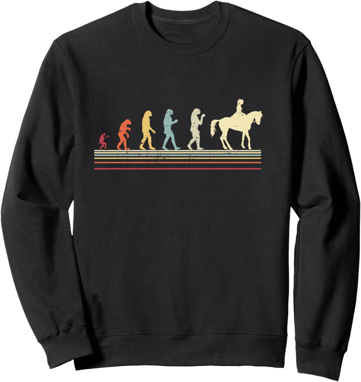 Lustiges Evolutions Design für Pferde Fans mit Reiterin Sweatshirt