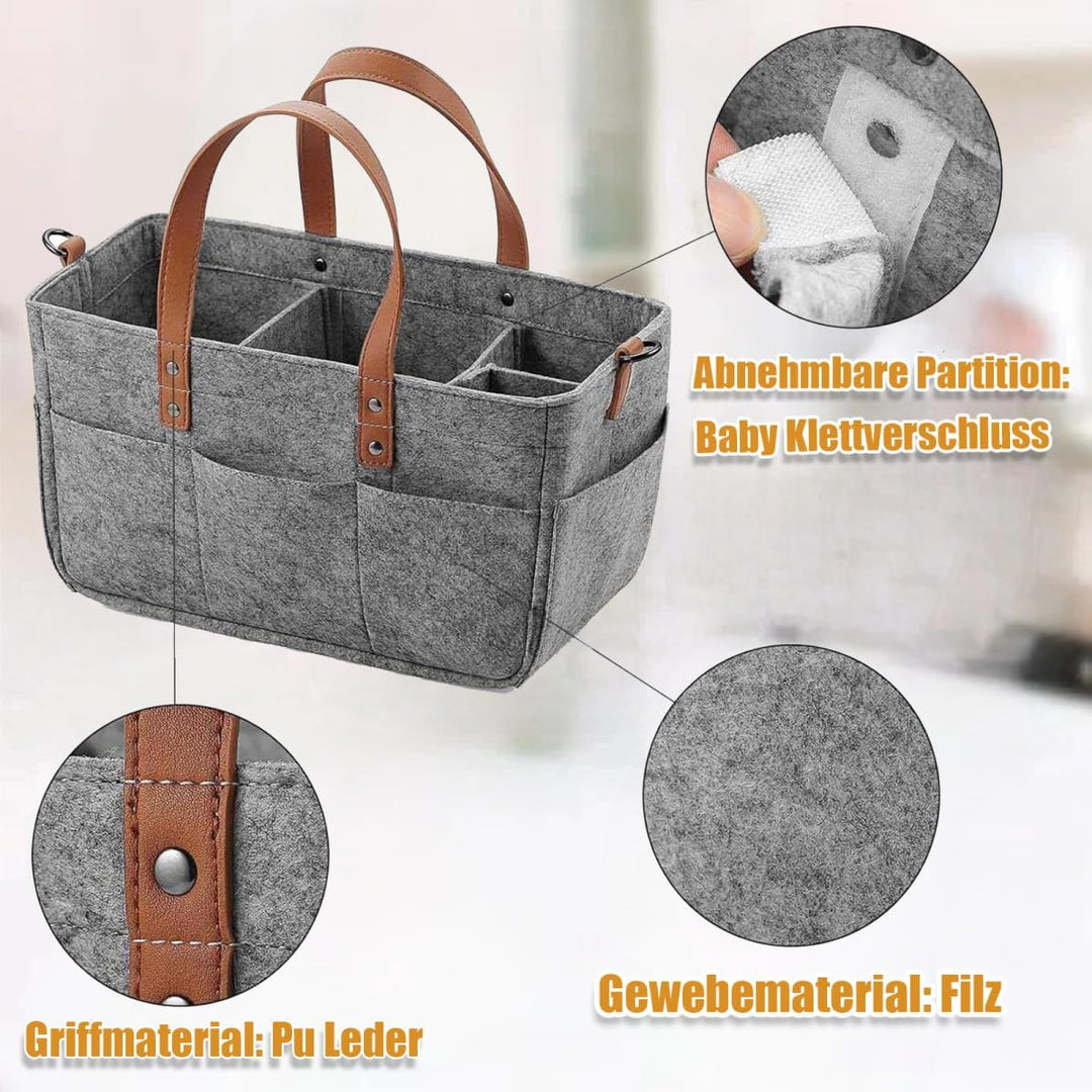 Filztasche Einkaufskorb, 16L Filztaschen Einkaufstasche mit Fächern, Filztasche Storage Faltbar, Rob