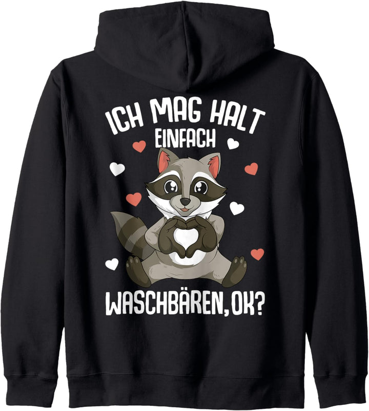 Waschbär Ich mag halt Waschbären Mädchen Kinder Damen Kapuzenjacke