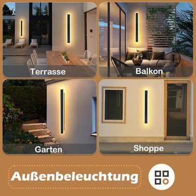 ZMH LED Wandleuchte Aussen Wandlampe: 100cm Schwarz Aussenwandleuchte Lang Villa Aussenlampe IP65 Wa