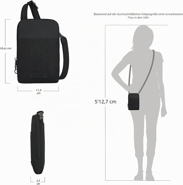Travelon Unisex-Adult Mini Diebstahlschutz Umhängetasche Schwarz, Schwarz