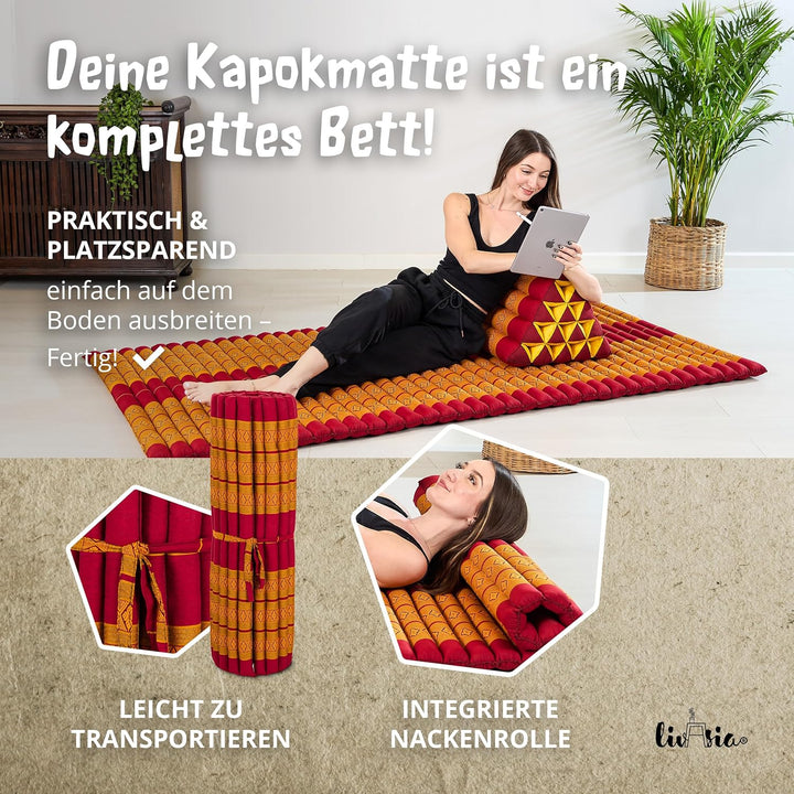 livasia Rollmatte Rollmatratze L-200x110x4,5cm, Gästebett Gästematratze 1 Person, Reisebett Kofferra