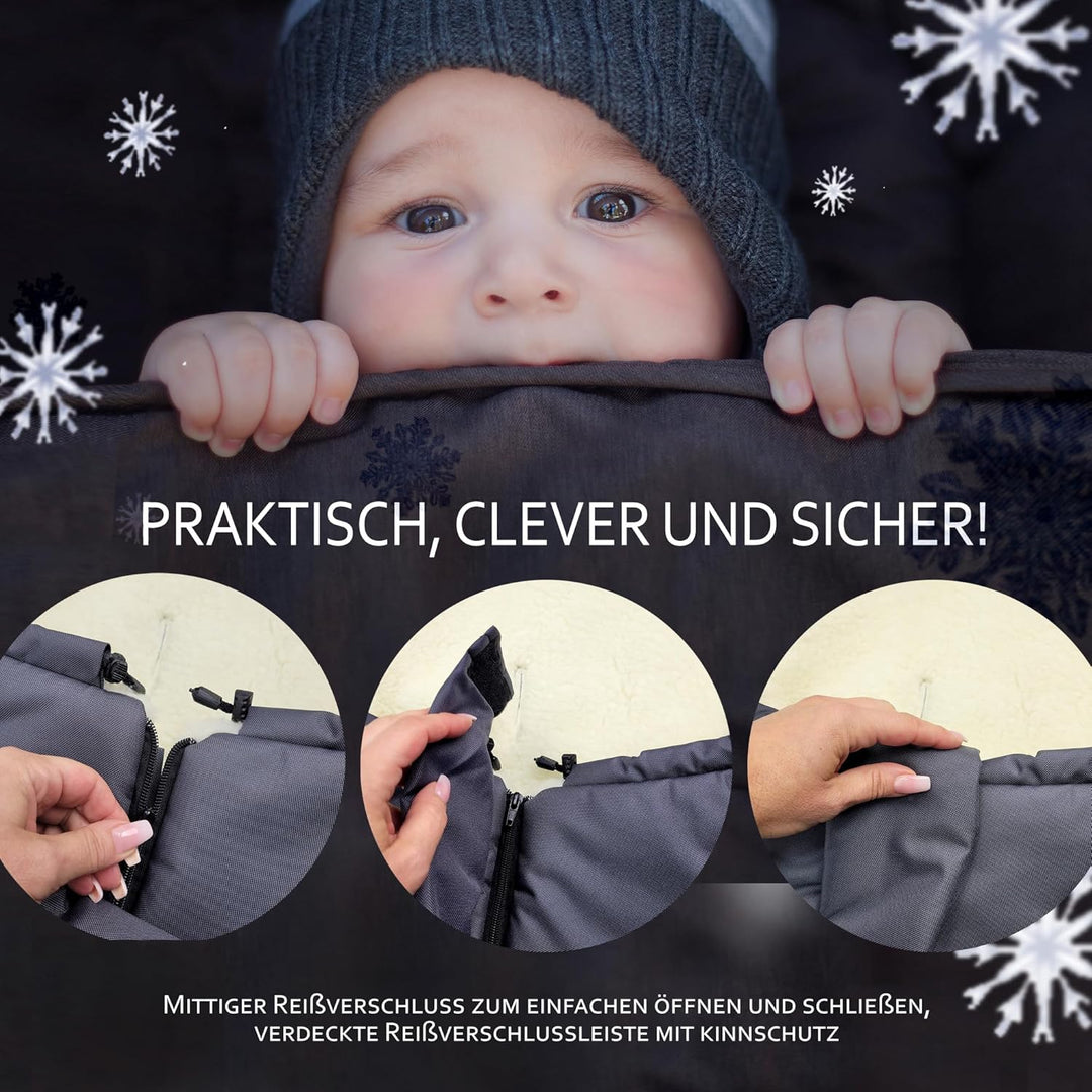 BAMBINIWELT Winterfusssack Fusssack für Kinderwagen, Buggy oder Schlitten, in Mumienform, aus Wolle,