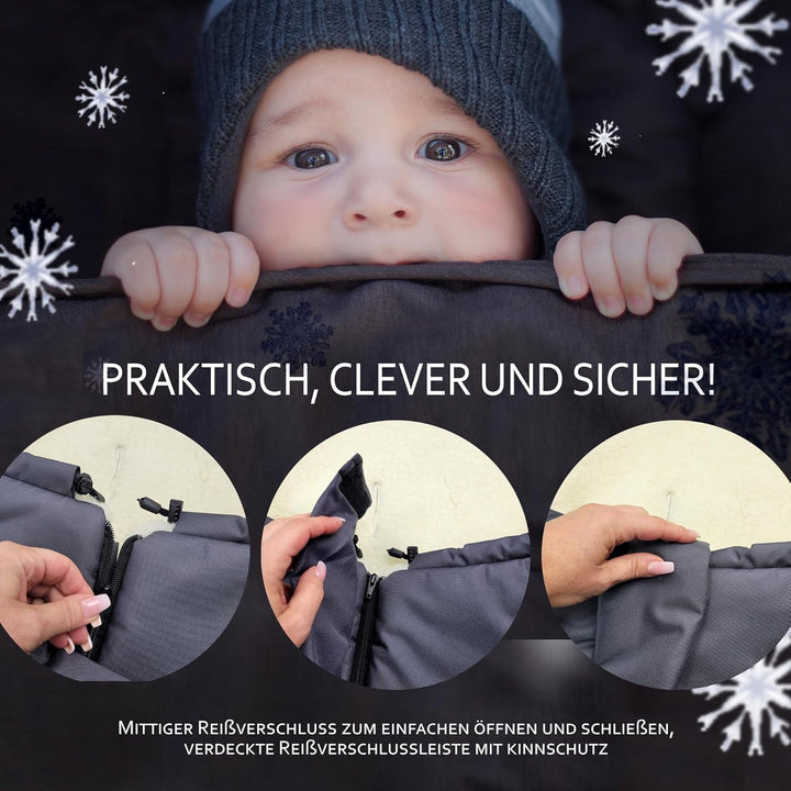 BAMBINIWELT Winterfusssack Fusssack für Kinderwagen, Buggy oder Schlitten, in Mumienform, aus Wolle,