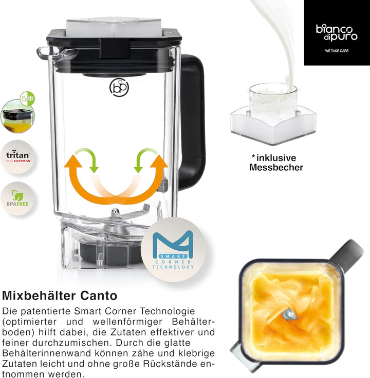 Hochleistungsmixer Gusto PRO mit bürstenlosem DC-Motor 1.000 Watt Leisung 4,27 PS Smoothie Maker Eis
