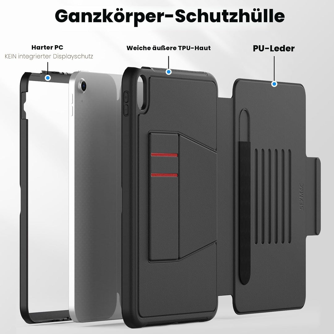 SEYMAC Hülle für iPad 10. Generation 2022 (10,9 Zoll), Stossfeste Ganzkörper-Schutzhülle mit Automat