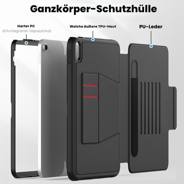 SEYMAC Hülle für iPad 10. Generation 2022 (10,9 Zoll), Stossfeste Ganzkörper-Schutzhülle mit Automat