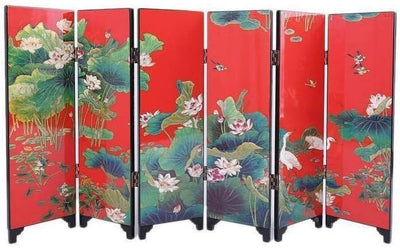 lachineuse Paravent Miniatur-Paravent, asiatische Dekoration Lotusrot, Lotusrot