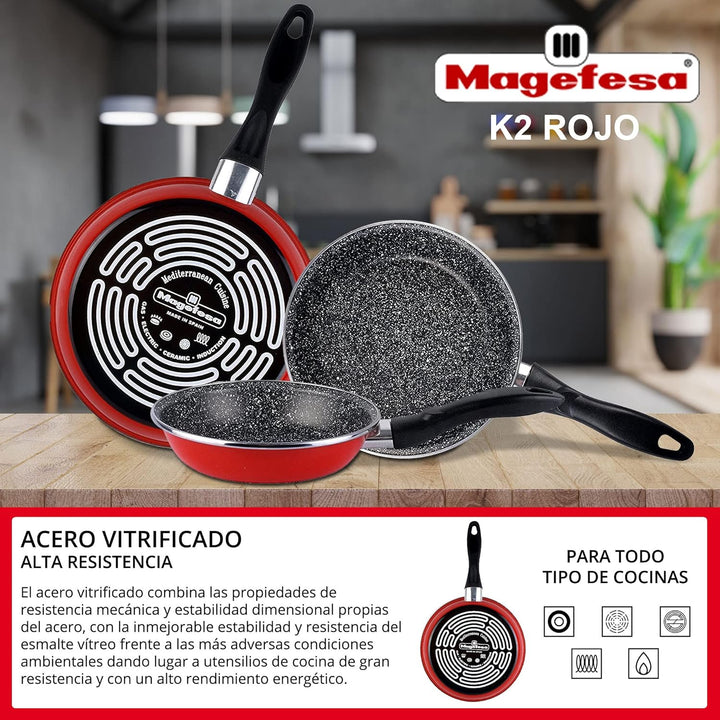 Magefesa K2 Pfannenset (20/24/28)-cm rot, (20/24/28)-cm