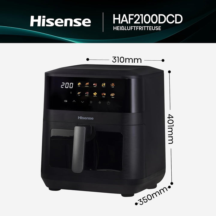 Hisense HAF2100DCD Heissluftfritteuse /2100 W /7,7 L Kapazität /10 voreingestellte Programme/Antihaf