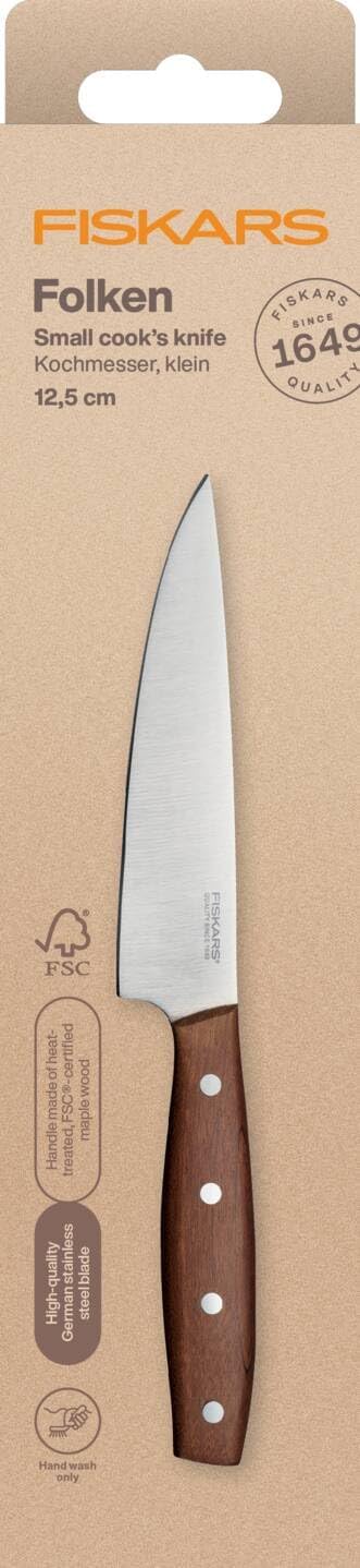 Fiskars Folken Kochmesser, Klein, Klingenlänge 12 cm, Klinge aus deutschem Edelstahl, Griff aus FSC-