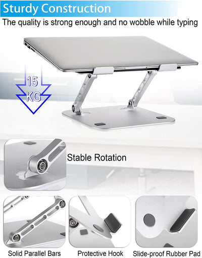 Usoun Laptop Ständer, Einstellbar Notebook Ständer, ergonomischer Computerständer für den Schreibtis