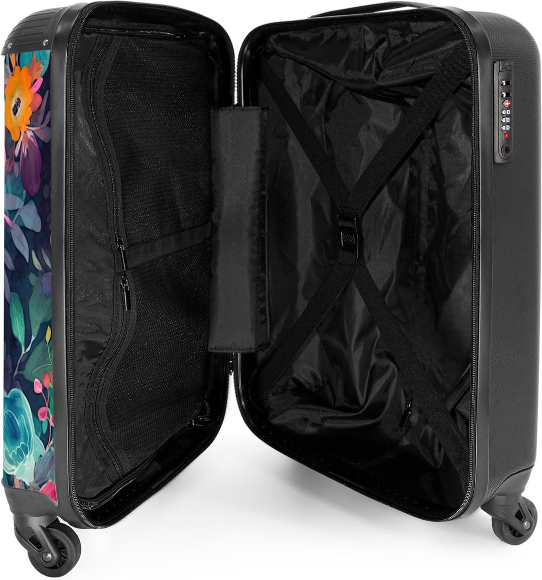 NoBoringSuitcases.com® Koffer Handgepäck Trolley Rollkoffer Kleine Reisekoffer mit 4 Rollen - Bunt -