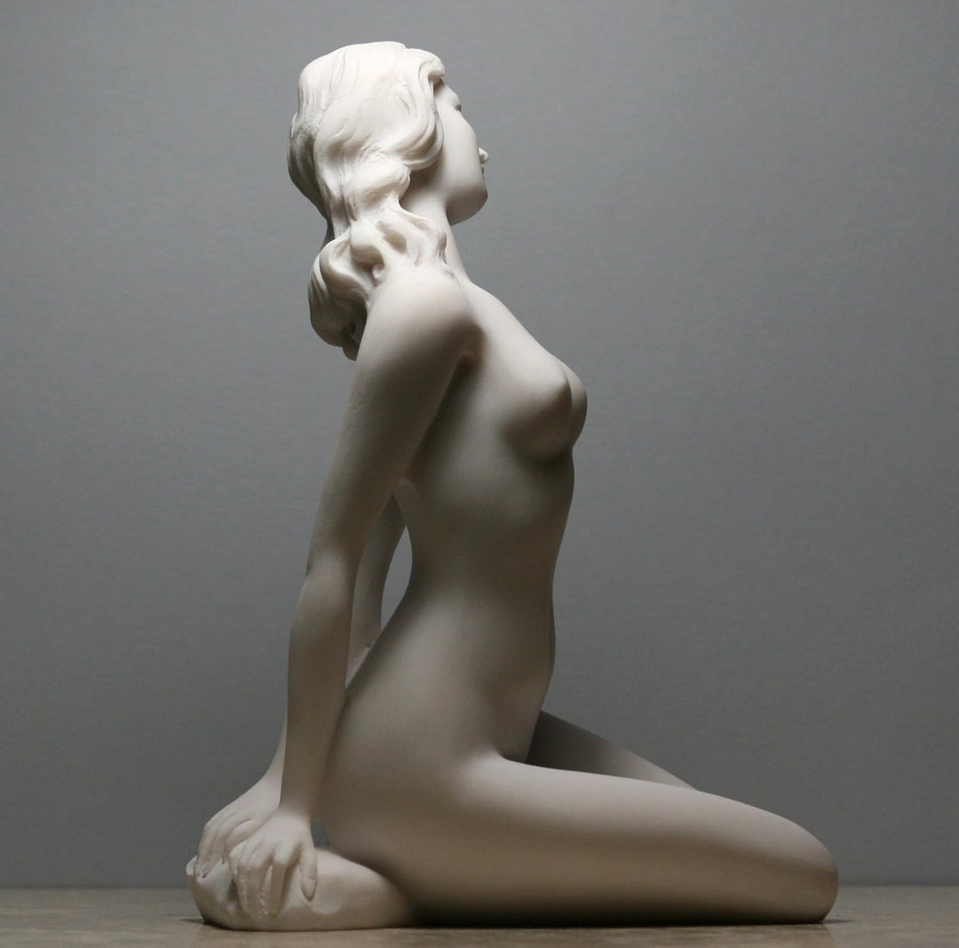 Akt Nackte Frau, Sexy, Weibliche, Erotische Kunst, Alabasterfigur, Statue, Skulptur 20 cm