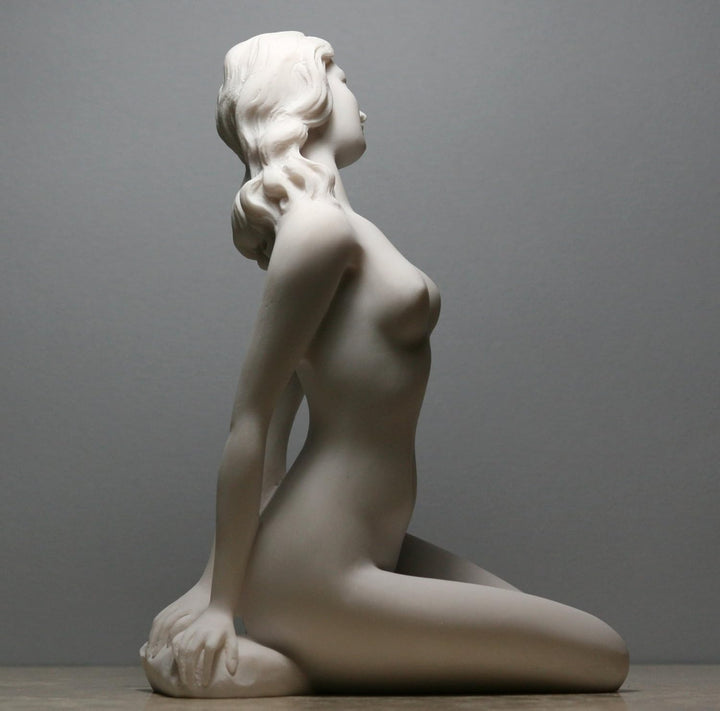 Akt Nackte Frau, Sexy, Weibliche, Erotische Kunst, Alabasterfigur, Statue, Skulptur 20 cm