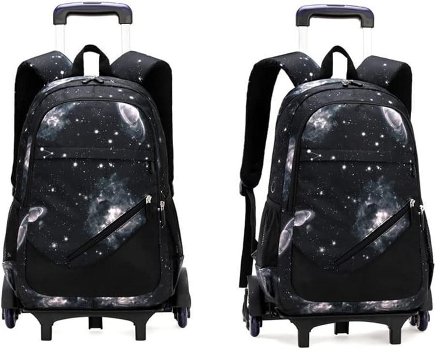 Trolley Rucksäcke Rollen Rucksack Schulranzen mit 6 Rädern Kinder Schulrucksack Reisen für Mädchen J