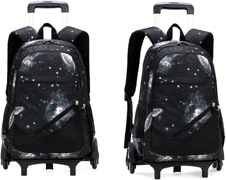 Trolley Rucksäcke Rollen Rucksack Schulranzen mit 6 Rädern Kinder Schulrucksack Reisen für Mädchen J