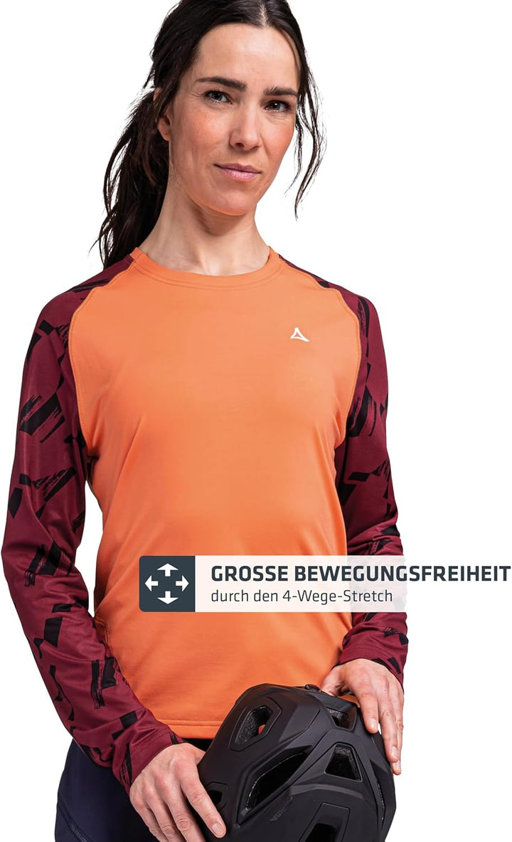 Schöffel Damen Longsleeve Lakata Trail L, atmungsaktives MTB Shirt, Fahrradtrikot mit 4-Wege Stretch