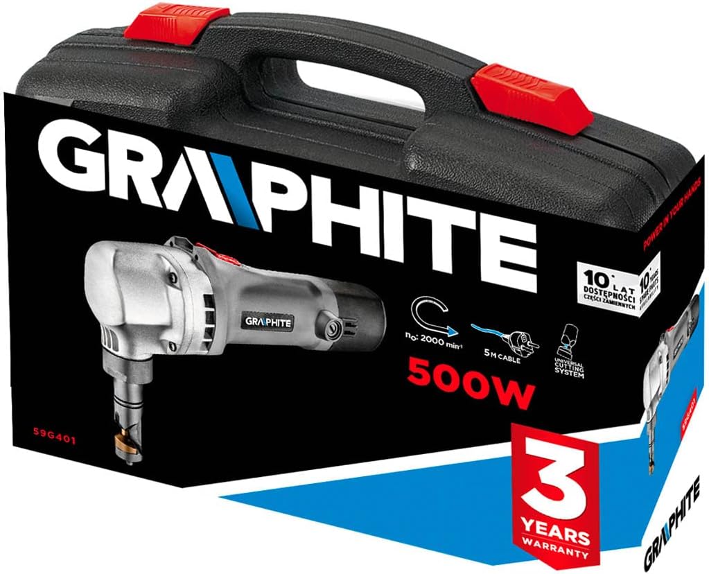 Nożyce do cięcia blachy Graphite 59G401 500W do przecinania blachy prostej falistej i trapezowej 59G