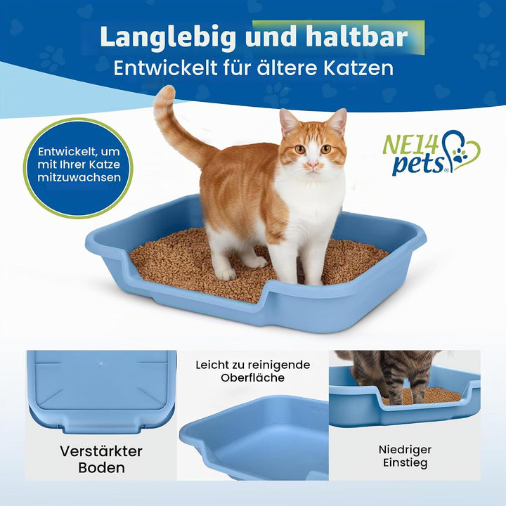 Kitty Go Here Katzentoilette Senior, 61 x 50,8 x 12,7 cm, Blau, Blau Large (1 Pack)