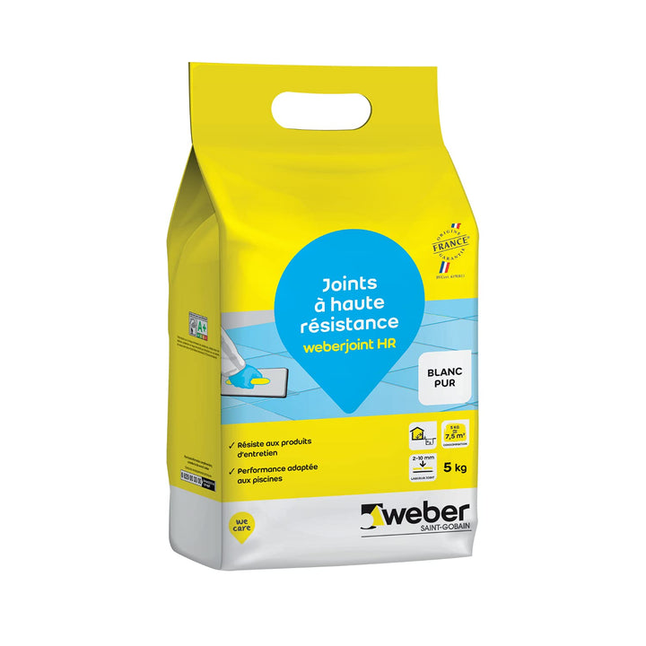 Weberjoint Fliesen-Dichtung, geeignet für Pool, hohe Widerstandsfähigkeit, Reinweiss, HR 5 kg, WEBER