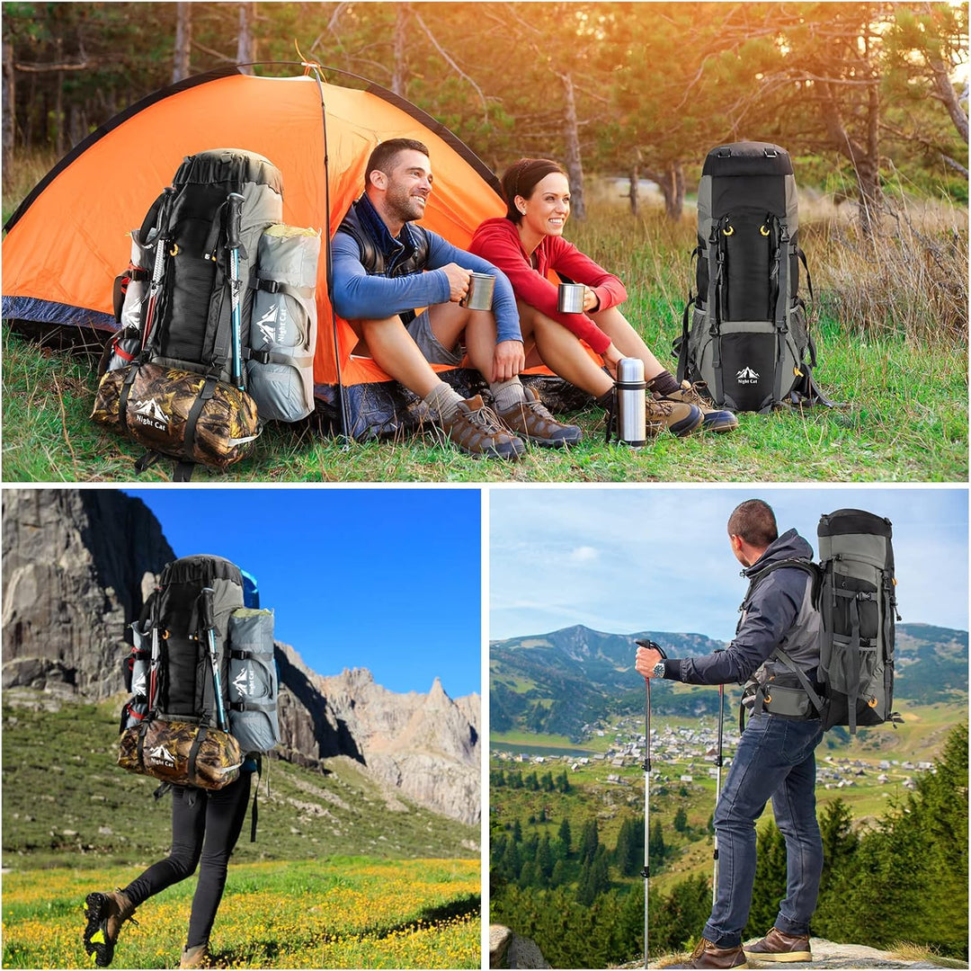Night Cat Wanderrucksack 70L 90L Rucksack: Trekkingrucksack Reiserucksack Herren Damen Atmungsaktiv