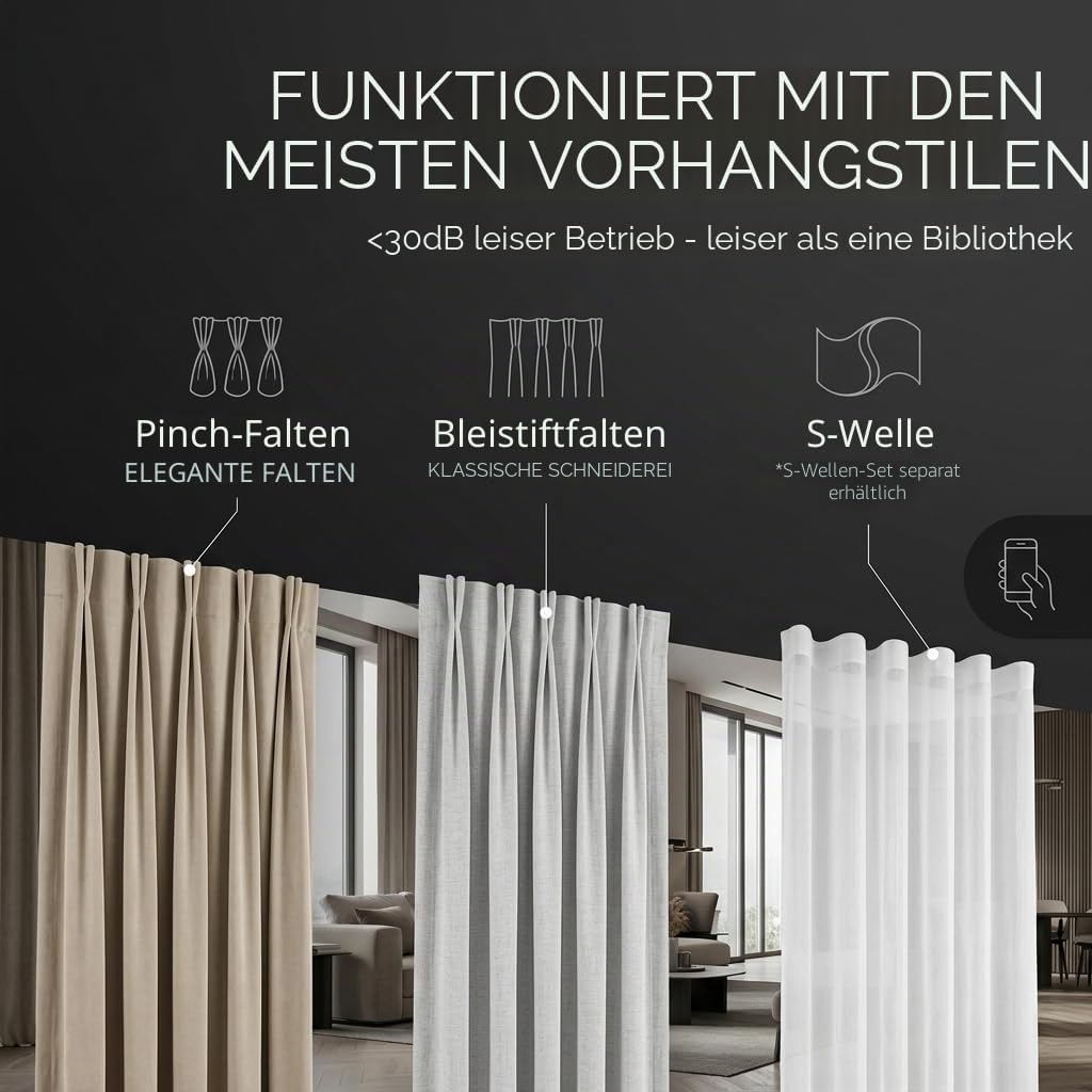 Quoya QL500 Smart Electric Curtain Track, Motorized Motor, Adjustable Track Length, Compatible with