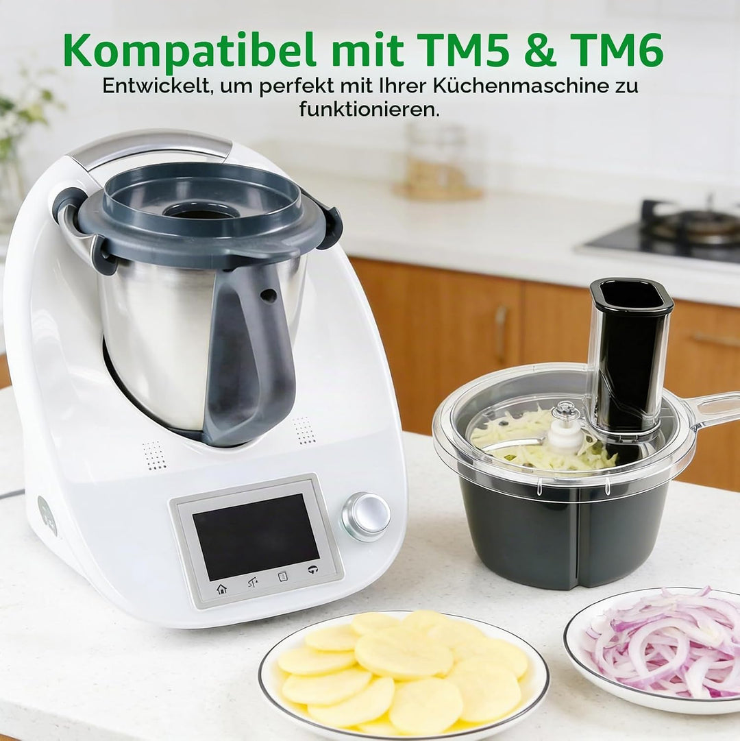 Multifunktionaler Gemüseschneider Kompatibel mit TM5 &amp; TM6 | Spiralschneider aus Edelstahl und ABS,