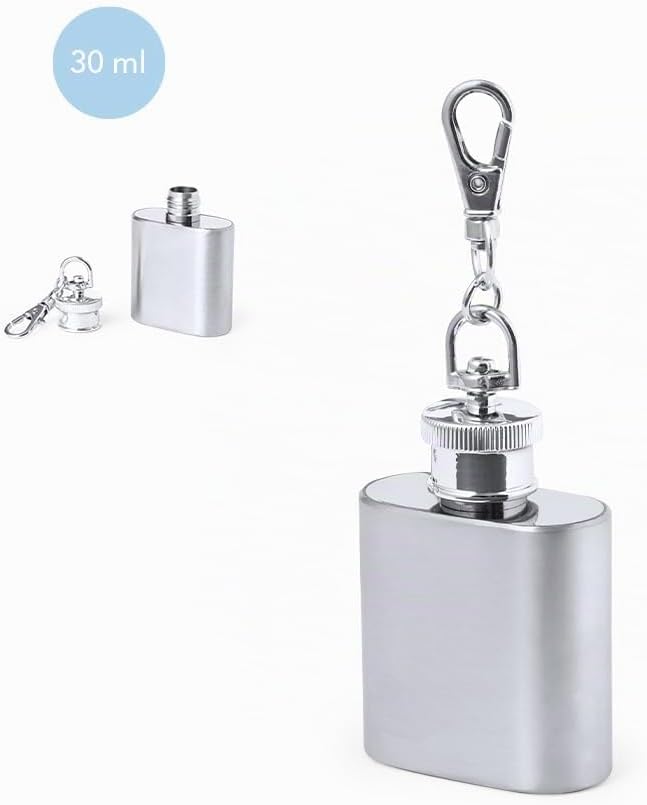 Mini Flachmann 30 mL Schlüsselanhänger Hip Flask Edelstahl Flachmänner für Obstler, Whiskey, Cognac