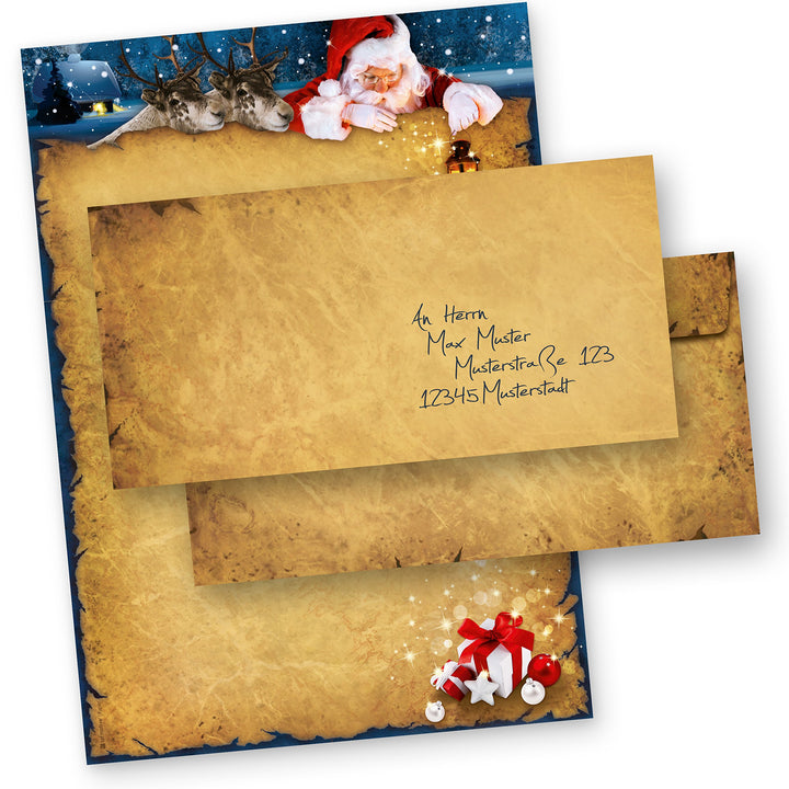 TATMOTIVE Briefpapier Weihnachten Vintage NORDPOL EXPRESS 100 Sets DIN A4 90g, 100 Blatt mit Umschlä