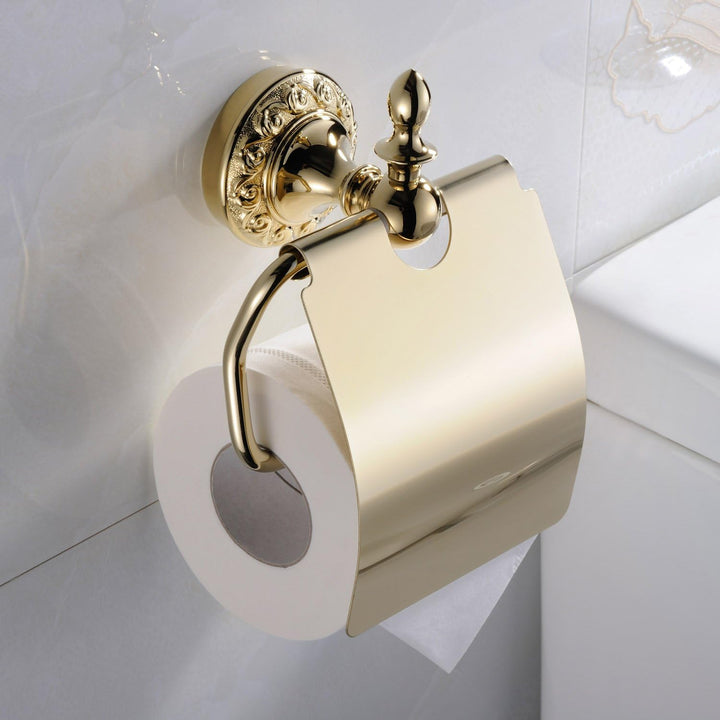Weare Home Gold Toilettenpapierhalter, Modern Wandmontage Klopapierhalter Messing mit Ablage