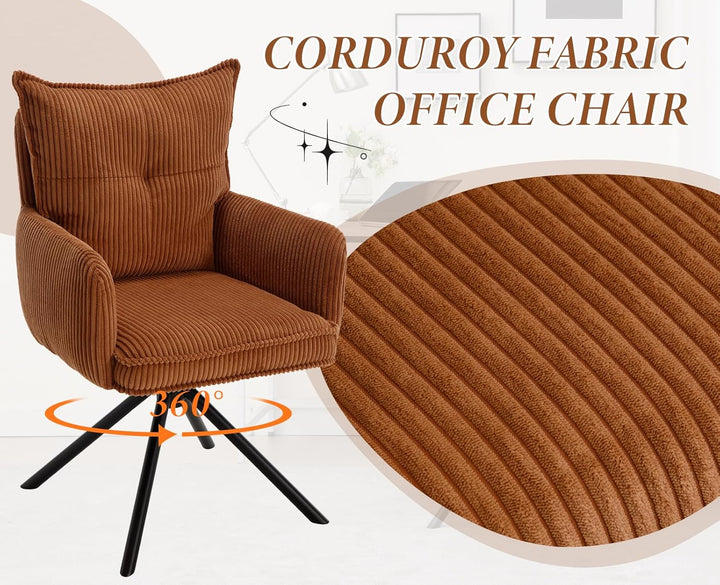 chairus Bürostuhl für Arbeitszimmer Ergonomischer Schreibtischstuhl für Büro Kordsamt 360° Drehstuhl
