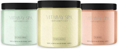 Vitabay Sauna- und Badesalz Lavender Bay 1000 g • Sanftes Körperpeeling • Whirlpool geeignet, Lavend