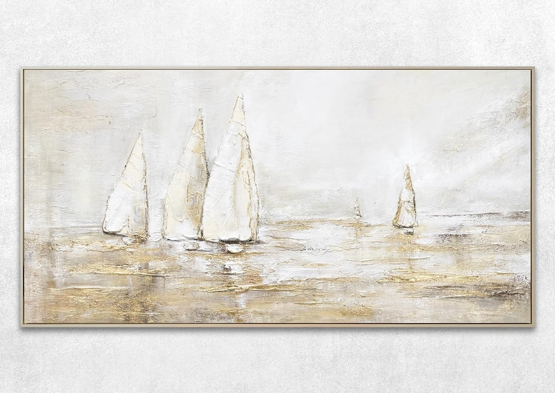 YS-Art Abstrakt Acryl Gemälde auf Leinwand Sonnenblendung handgemalt Wandbilder Wohnzimmer modern Wo