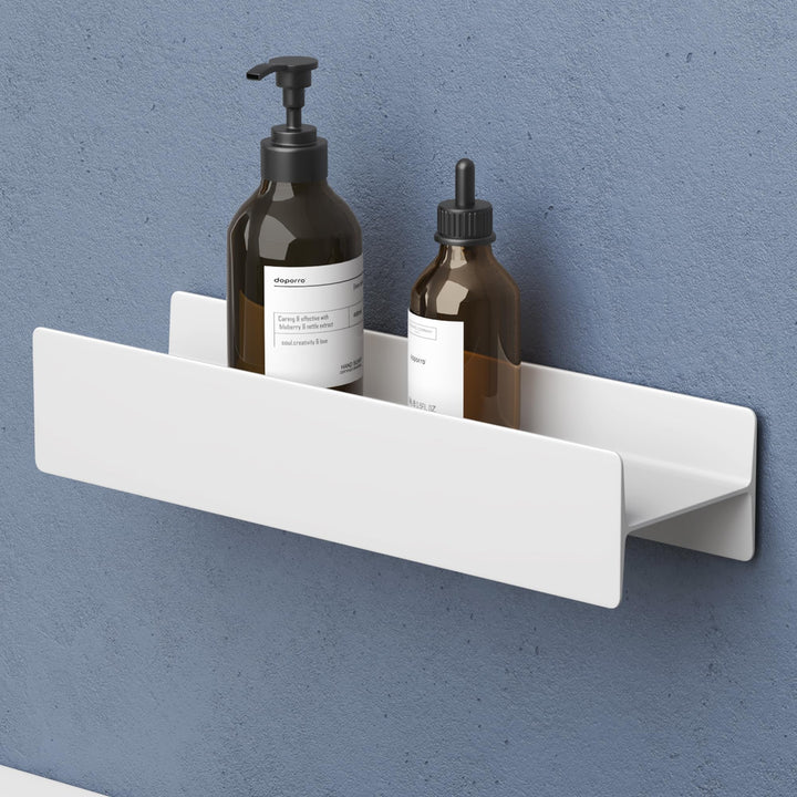 doporro Duschablage ohne Bohren Weiss, Badezimmer Organizer 40cm | Duschregal ohne Bohren oder zum B