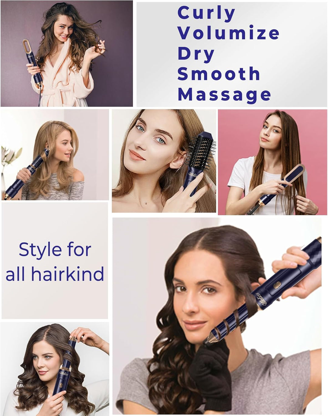 UKLISS 6 in 1 Hairstyler, Haarstyler & Haartrockner Set mit Warmluft Lockenbürste Automatisch, Hair