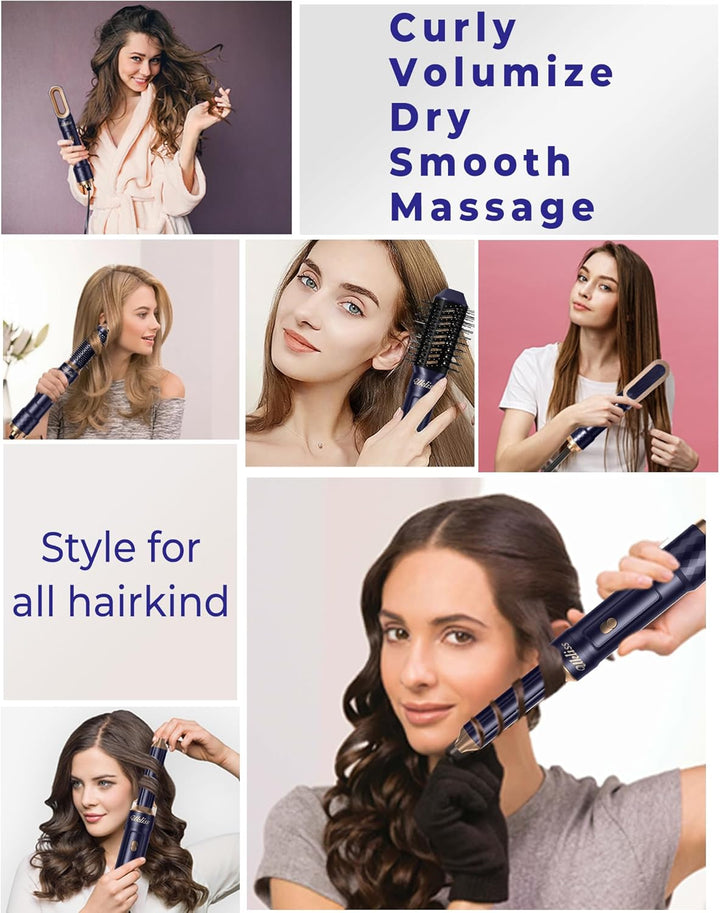 UKLISS 6 in 1 Hairstyler, Haarstyler & Haartrockner Set mit Warmluft Lockenbürste Automatisch, Hair